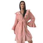Ruffle Trim Plush Robe