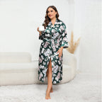 Floral Satin Kimono Robe