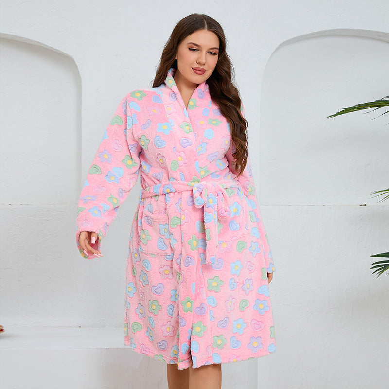 Floral Plush Robe